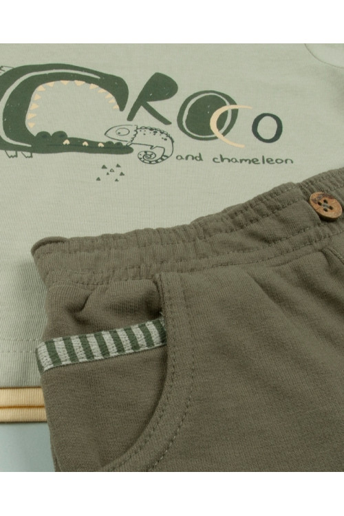 Conjunto 2p Crocodile Caqui