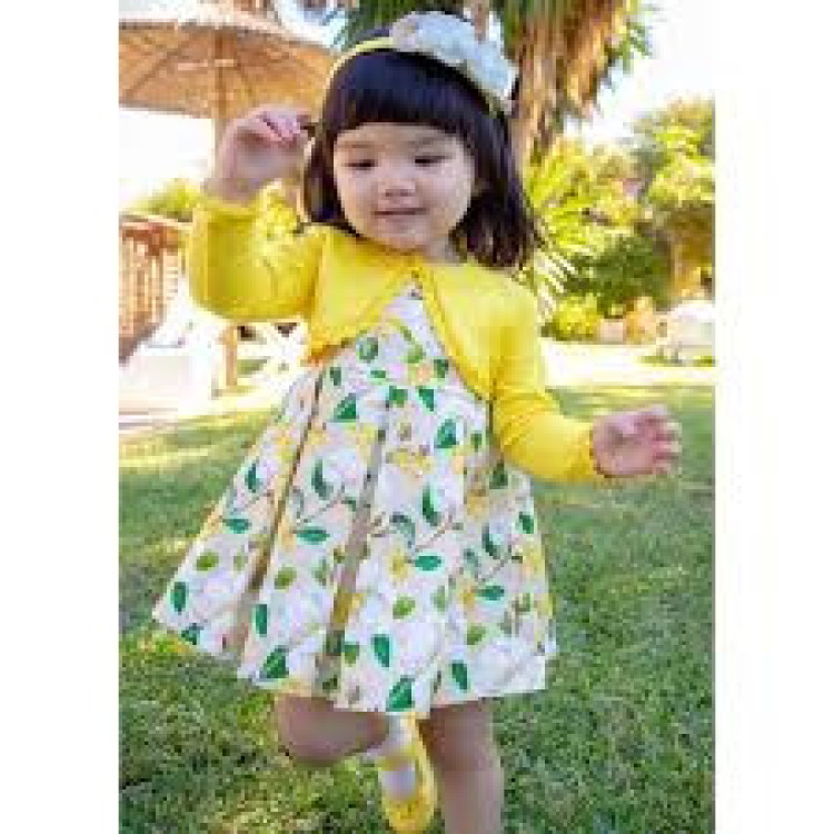 Vestido Ceremonia Estampado Beige