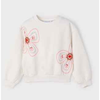 Sudadera Flores Hueso