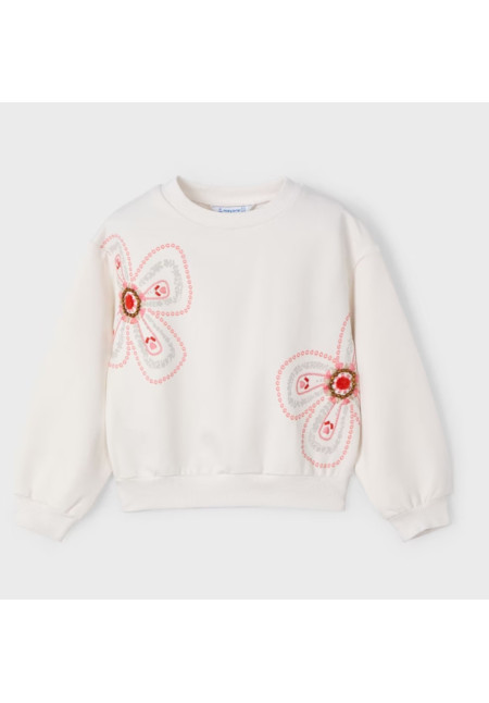 Sudadera Flores Hueso