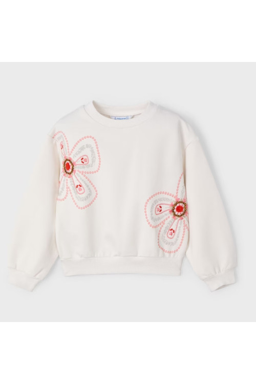 Sudadera Flores Hueso