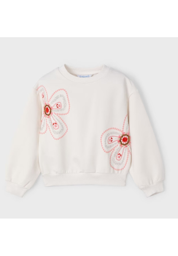 Sudadera Flores Hueso