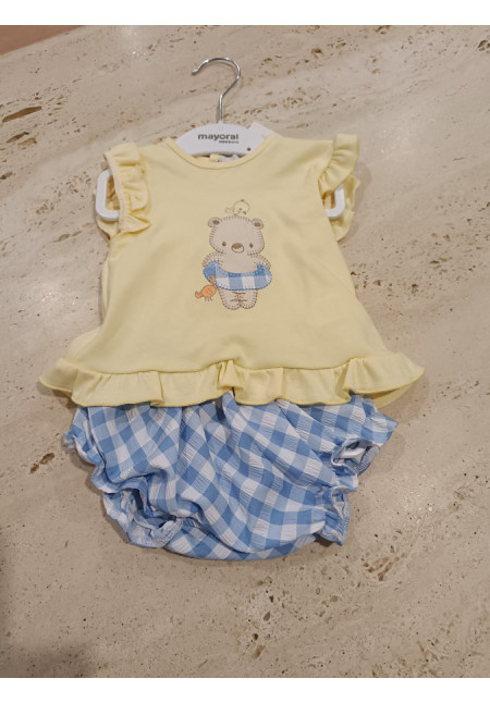 Conjunto 2p Cuadros Amarillo