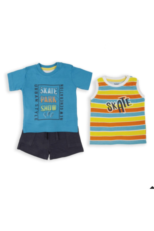 Conjunto 3p Turquesa/Rayas