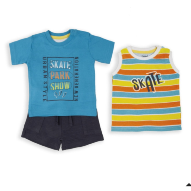 Conjunto 3p Turquesa/Rayas