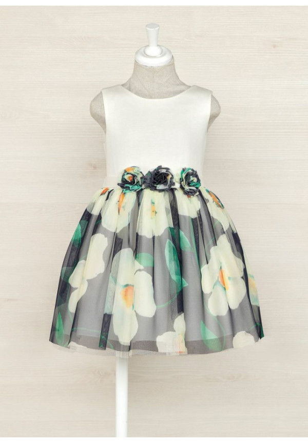 Vestido Estampado Flores Tul
