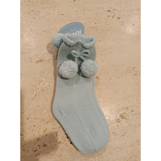 Calcetín Pompon Verde Agua Calcetín Pompon Verde Agua