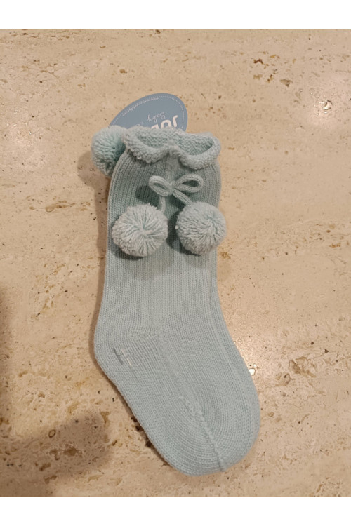Calcetín Pompon Verde Agua
