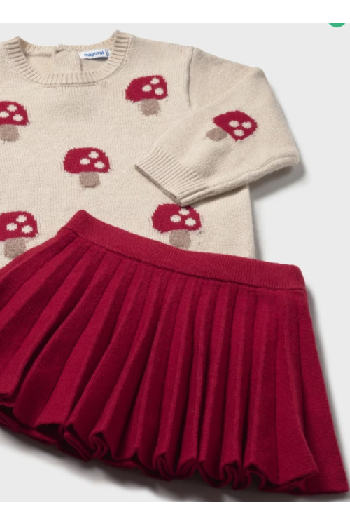 Conjunto 2p Rojo Setas