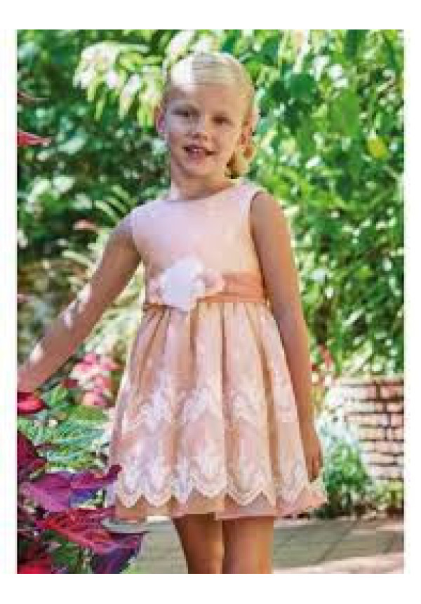 Vestido Gasa Bordado Rosa