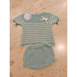 Conjunto 2p Verde Lago/Blanco