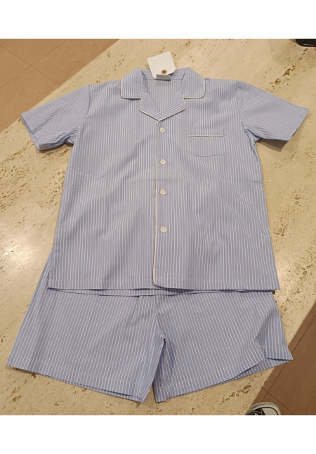 Pijama Corto Rayas Azul