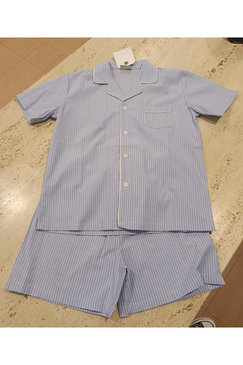 Pijama Corto Rayas Azul