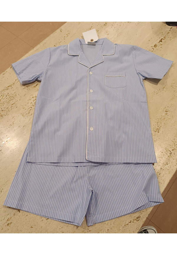 Pijama Corto Rayas Azul