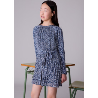 Vestido Plisado Estampado Petroleo