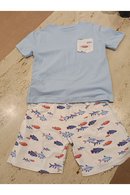Pijama Corto Celeste