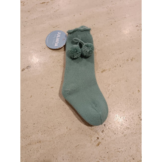 Calcetines Pompones Verde Hoja Calcetines Pompones Verde Hoja