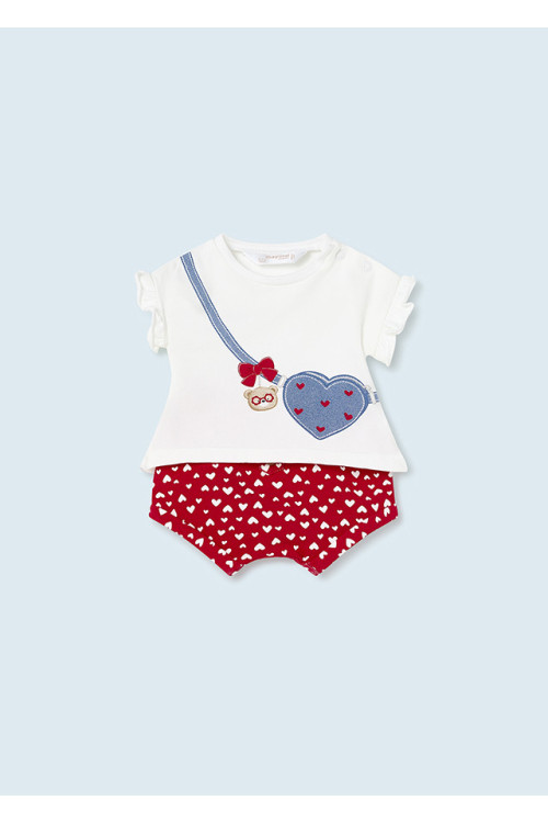Conjunto 2p Rojo Corazones