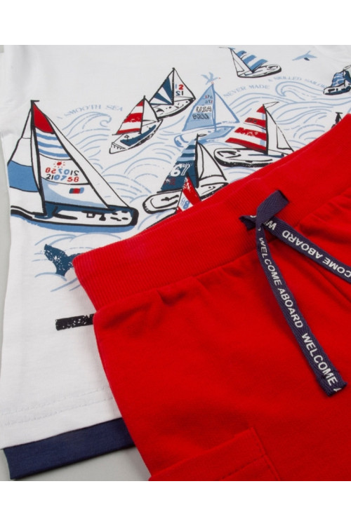 Conjunto 2p Barcos Blanco/Rojo