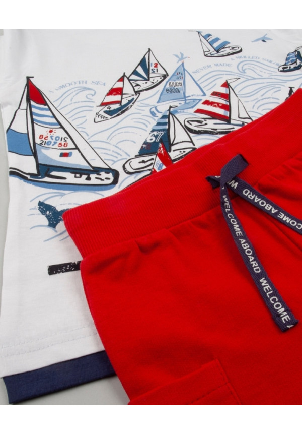 Conjunto 2p Barcos Blanco/Rojo