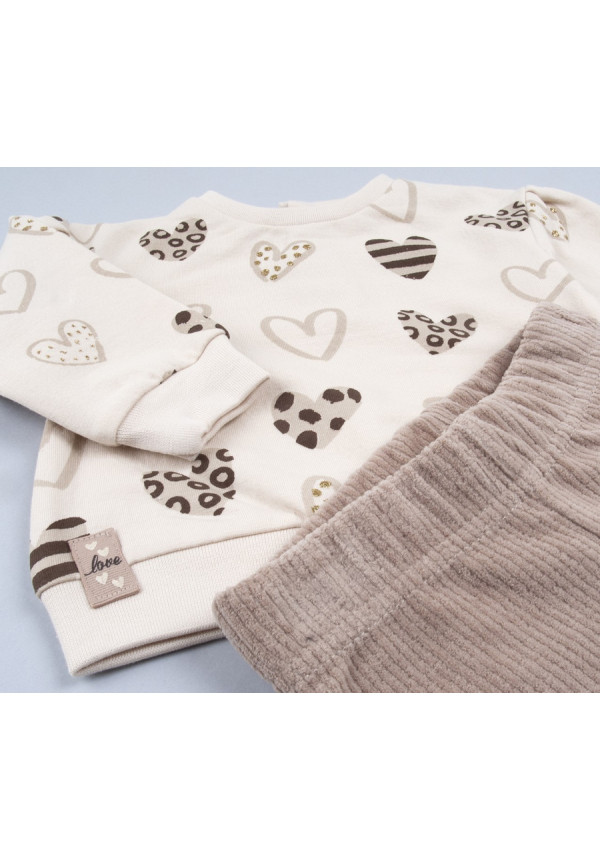 Conjunto 2p Crudo/Corazones