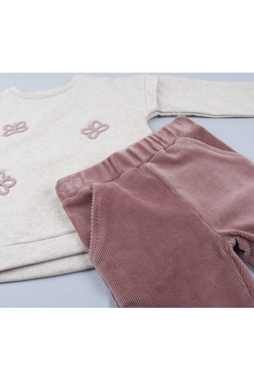 Conjunto 2p Beig Mariposas