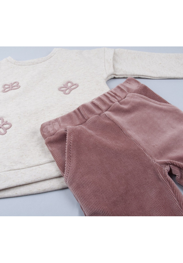 Conjunto 2p Beig Mariposas