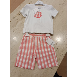 Conjunto 2p Coral/Blanco