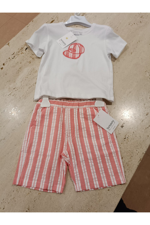 Conjunto 2p Coral/Blanco