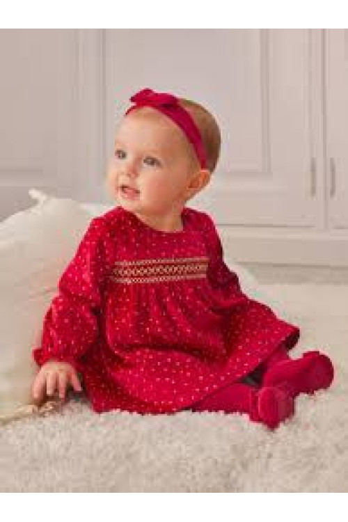 Vestido Terciopelo Rojo/Puntos