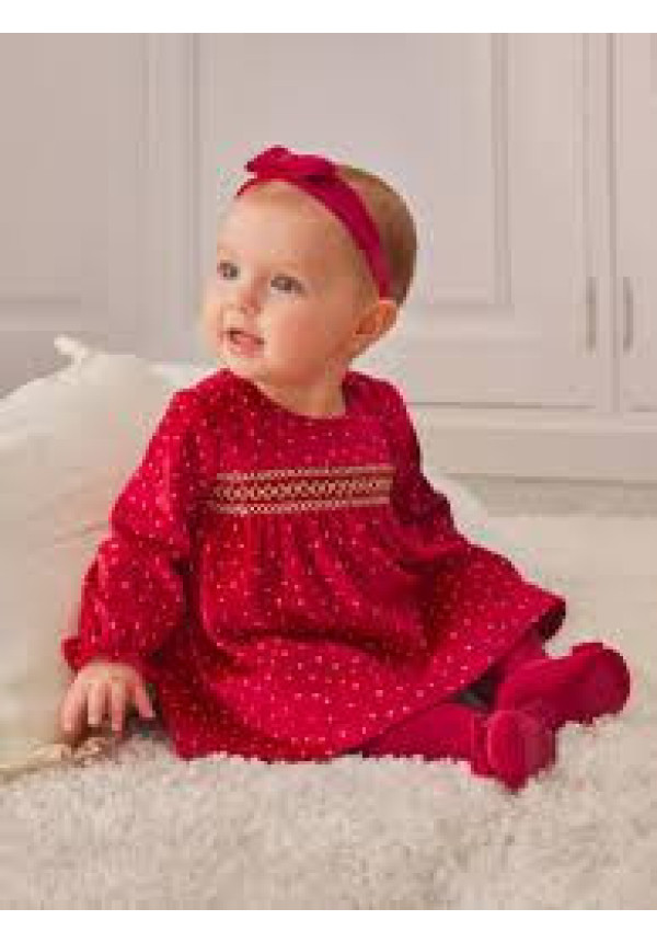 Vestido Terciopelo Rojo/Puntos