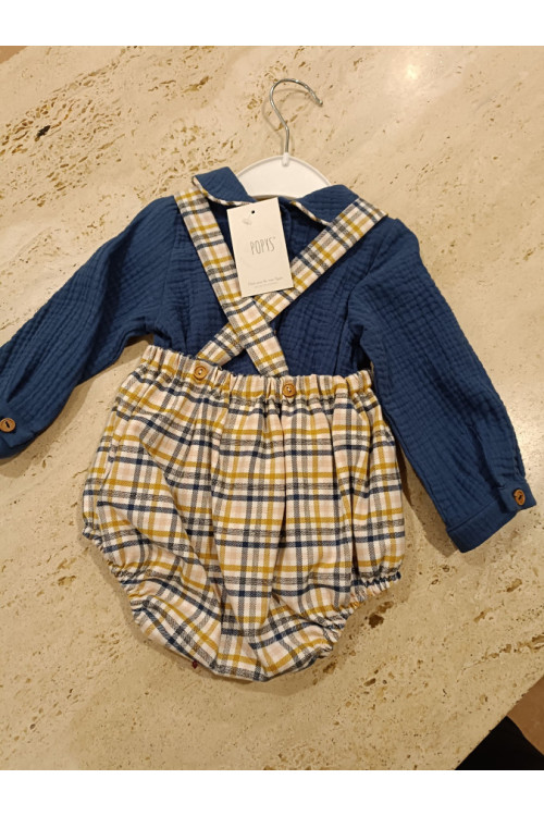 Conjunto peto cuadros amarilo