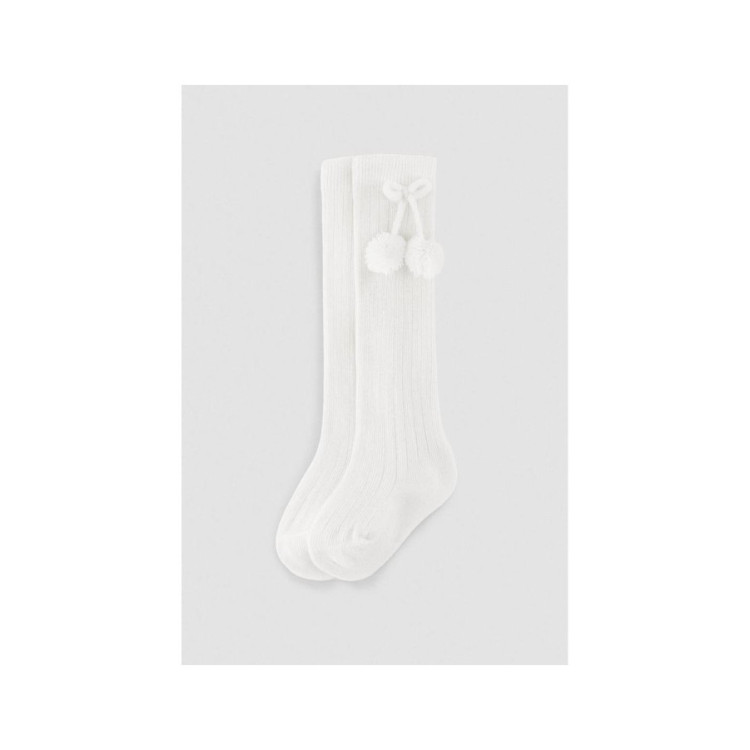 Calcetín Largo Pompón Marfil