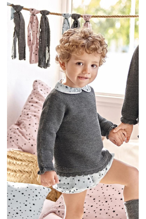 Conjunto 2p Estrellas Gris