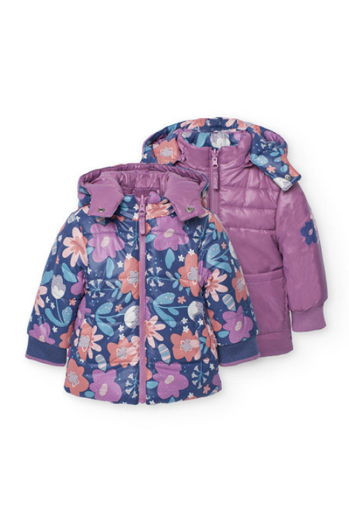 Parka Acolchada Reversible Morada