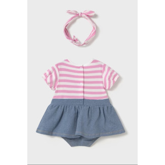 Pelele Falda + Cinta Rayas Chicle