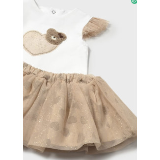 Conjunto 2p Tul Corazones Tapioca