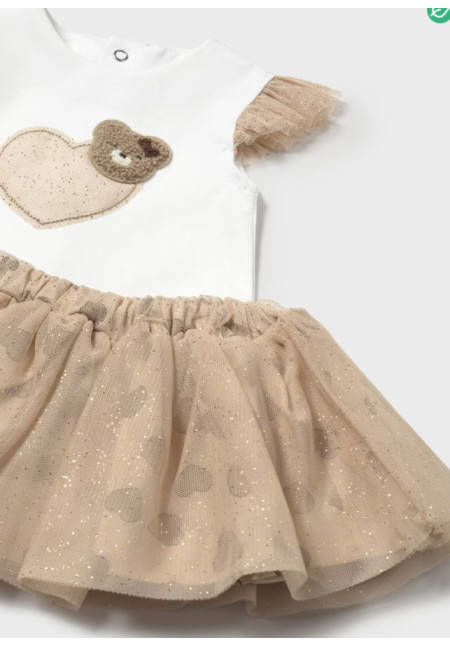 Conjunto 2p Tul Corazones Tapioca