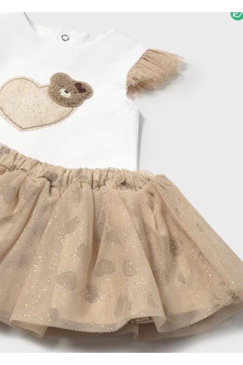 Conjunto 2p Tul Corazones Tapioca