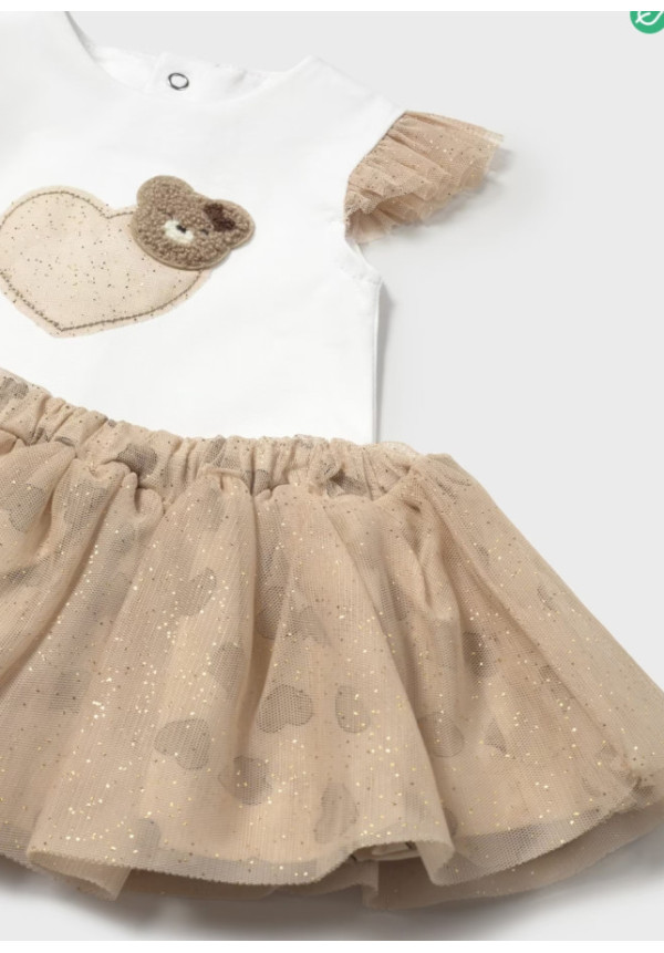 Conjunto 2p Tul Corazones Tapioca
