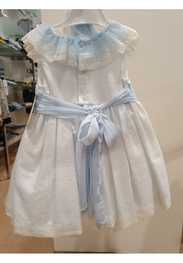 Vestido Ceremonia + Capota Azul Claro