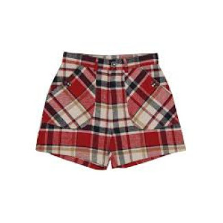 Pantalón Corto Cuadros Rojo