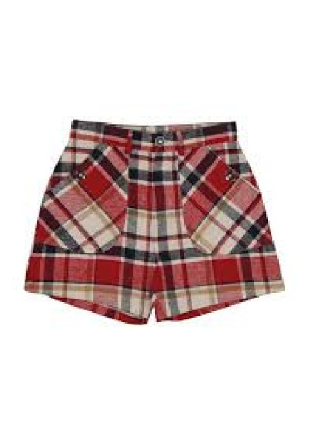 Pantalón Corto Cuadros Rojo