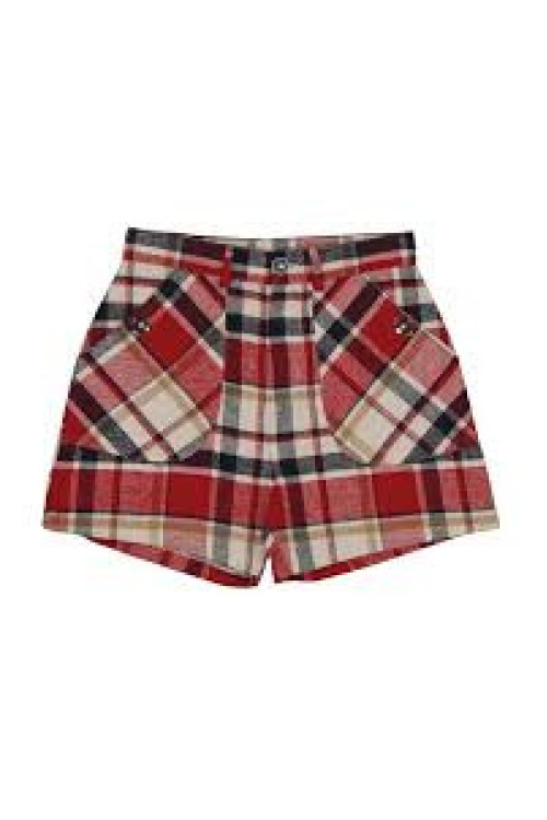Pantalón Corto Cuadros Rojo