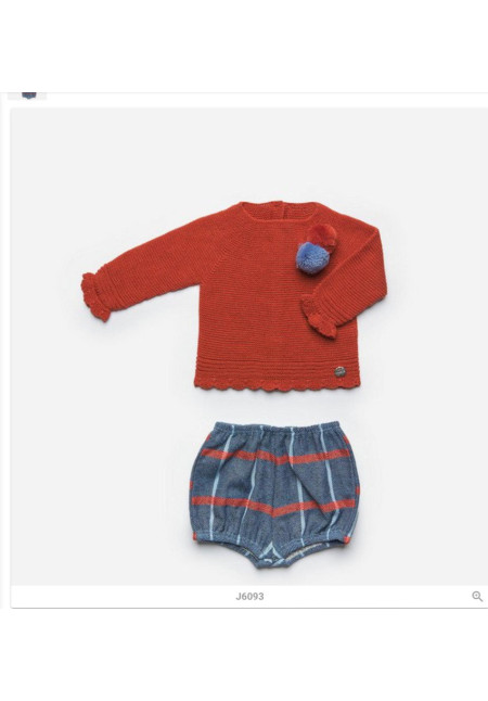 Conjunto 2p Naranja Pompom