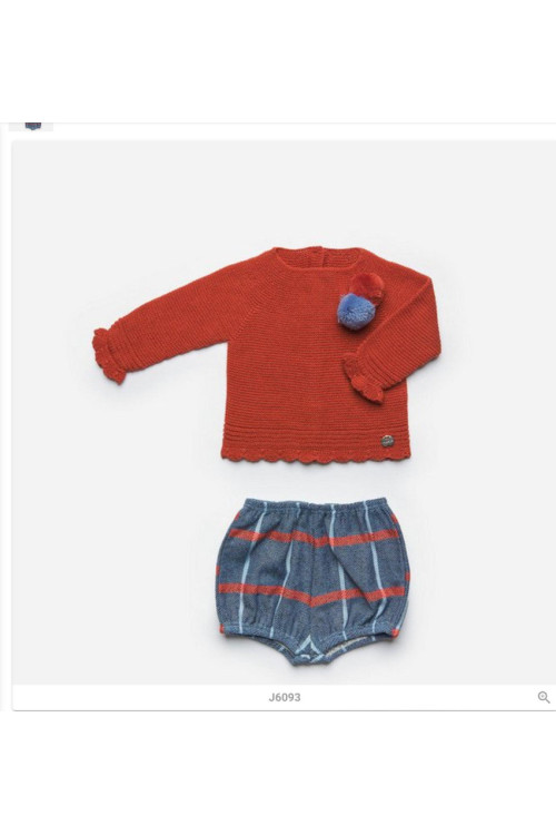 Conjunto 2p Naranja Pompom