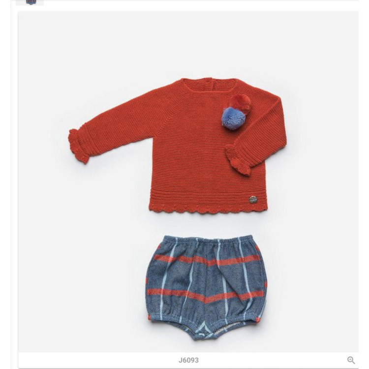 Conjunto 2p Naranja Pompom