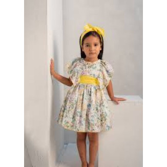 Vestido Plumeti Estampado Amarillo