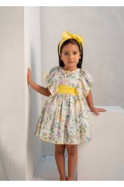 Vestido Plumeti Estampado Amarillo