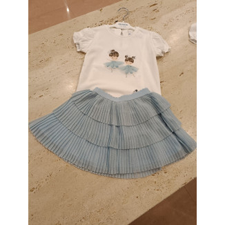Conjunto 2p Tul Plisado Cielo